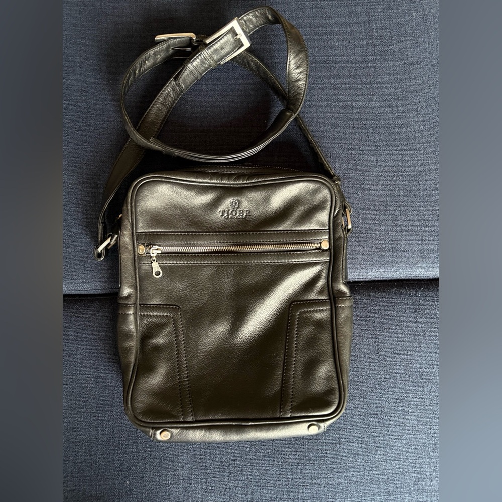 Tiger Of Sweden Leather Brief Crossbody Bag Medium 10”x12”